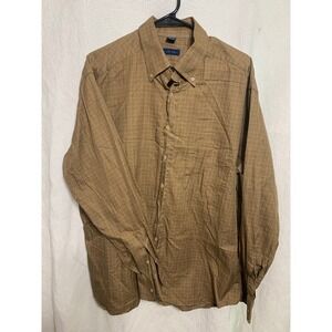 Jeff Rose Mens XXL Brown Grid Button Down Shirt 100%‎ Cotton Made in Italy L/S